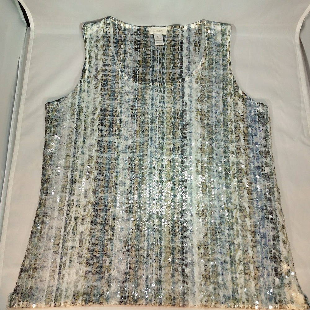 Chico's Womens Sparkly Animal Print Tank Top SZ 0